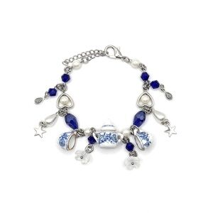 Blue Sapphire Mini Teacup Charm Bracelet | Alice in Wonderland | Cottagecore